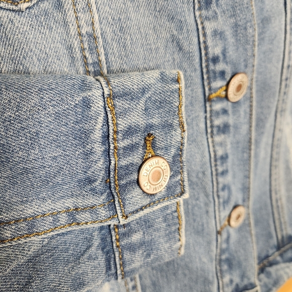 DENIM CO EMBROIDERY BOHO FESTIVAL OVERSIZE STATEMENT JEAN JACKET SIZE SMALL 4/6 - Picture 14 of 15